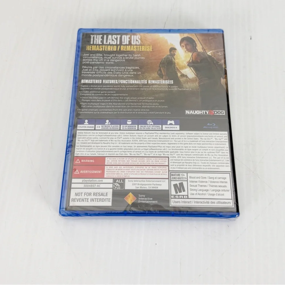 The Last of Us Remastered Video Game for Sony PlayStation 4 PS4 Sealed